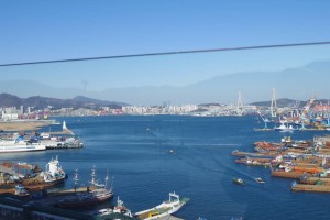 ロッテモール屋上から釜山の港